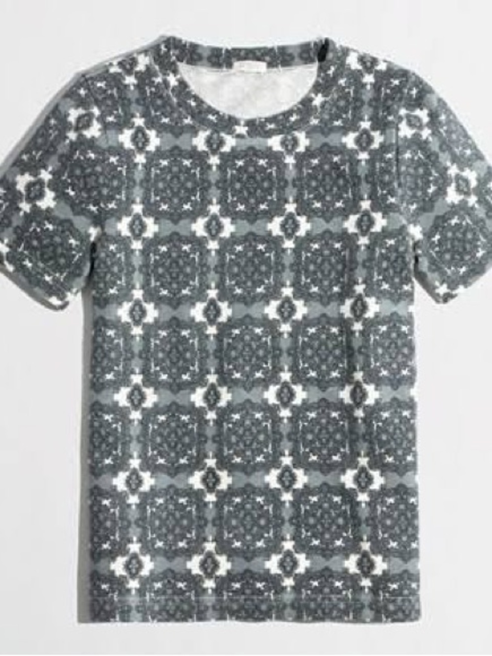 J Crew Mosaic Tile Print Sweatshirt Top Fall Cozy Retro Short Sleeve Knit
